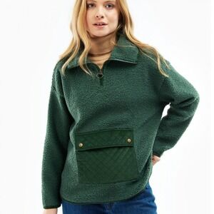 Barbour Women's Ellison Overlayer Green Pullover Sweatshirt sz 10 (14766)
